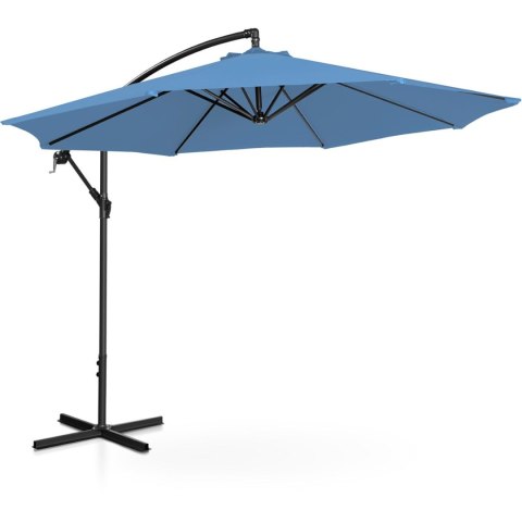 Parasol ogrodowy na wysięgniku okrągły uchylny śr. 300 cm niebieski Parasol ogrodowy na wysięgniku okrągły uchylny śr. 300 cm niebieski