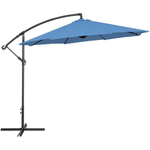 Parasol ogrodowy na wysięgniku okrągły uchylny śr. 300 cm niebieski Parasol ogrodowy na wysięgniku okrągły uchylny śr. 300 cm niebieski