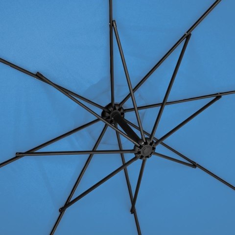 Parasol ogrodowy na wysięgniku okrągły uchylny śr. 300 cm niebieski Parasol ogrodowy na wysięgniku okrągły uchylny śr. 300 cm niebieski