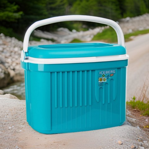 Lodówka turystyczna 42L KAMAI ICEBERG na wkłady mrożące, turkusowa z białą rączką Lodówka turystyczna 42L KAMAI ICEBERG na wkłady mrożące, turkusowa z białą rączką