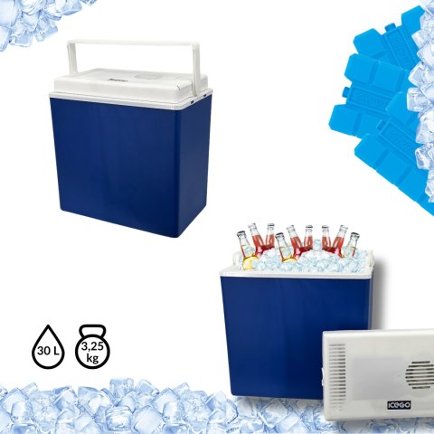 Lodówka samochodowa elektryczna 30L KAMAI ICEGO, zasilanie 12-230V, niebieska Lodówka samochodowa elektryczna 30L KAMAI ICEGO, zasilanie 12-230V, niebieska