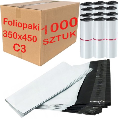 Foliopaki Kurierskie Białe C3 350x450mm - 1000 szt. Foliopaki Kurierskie Białe C3 350x450mm - 1000 szt.