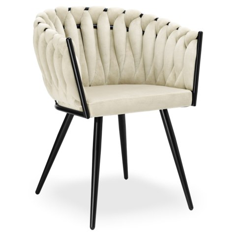 Krzesło welurowe plecione ASTON VELVET beżowe Krzesło welurowe plecione ASTON VELVET beżowe