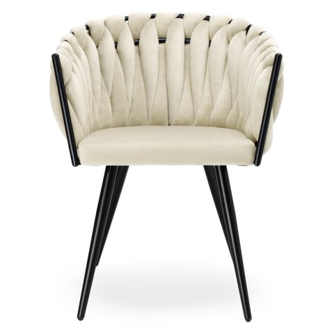 Krzesło welurowe plecione ASTON VELVET beżowe Krzesło welurowe plecione ASTON VELVET beżowe