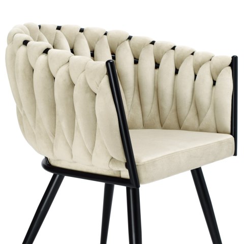 Krzesło welurowe plecione ASTON VELVET beżowe Krzesło welurowe plecione ASTON VELVET beżowe
