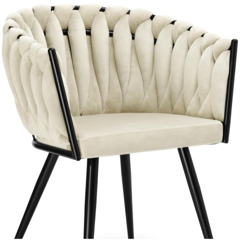 Krzesło welurowe plecione ASTON VELVET beżowe Krzesło welurowe plecione ASTON VELVET beżowe