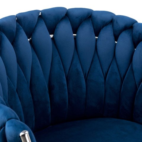Krzesło welurowe plecione COFTON chrom VELVET granatowy Krzesło welurowe plecione COFTON chrom VELVET granatowy
