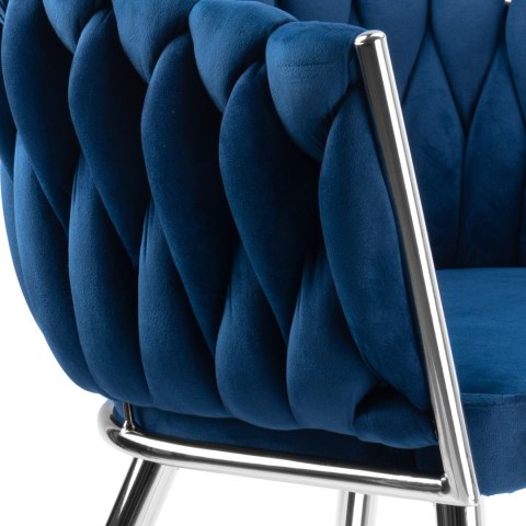 Krzesło welurowe plecione COFTON chrom VELVET granatowy Krzesło welurowe plecione COFTON chrom VELVET granatowy