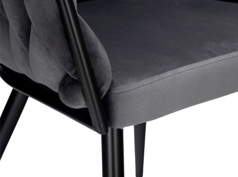 Krzesło welurowe plecione COFTON Black VELVET grafitowy Krzesło welurowe plecione COFTON Black VELVET grafitowy