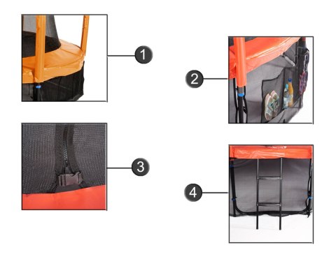 Trampolina Ogrodowa Jumpi 252cm/8FT Maxy Comfort Plus Pomarańczowa Z Wewnętrzną Siatką Trampolina Ogrodowa Jumpi 252cm/8FT Maxy Comfort Plus Pomarańczowa Z Wewnętrzną Siatką
