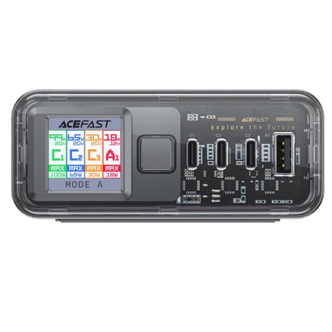 Stacja zasilania ładowarka PD 218W GaN z 4 portami 3x USB-C + USB-A szary Stacja zasilania ładowarka PD 218W GaN z 4 portami 3x USB-C + USB-A szary