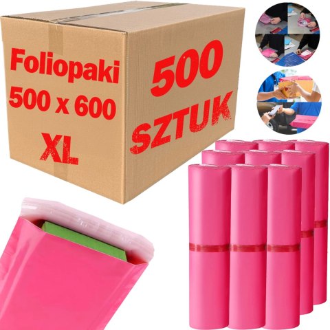 Foliopaki Kurierskie Różowe XL 500x600mm - 500 szt. Foliopaki Kurierskie Różowe XL 500x600mm - 500 szt.