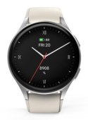 Hama Smartwatch 8900, GPS, AMOLED 1.3, srebrna koperta, beżowy pasek silikonowy