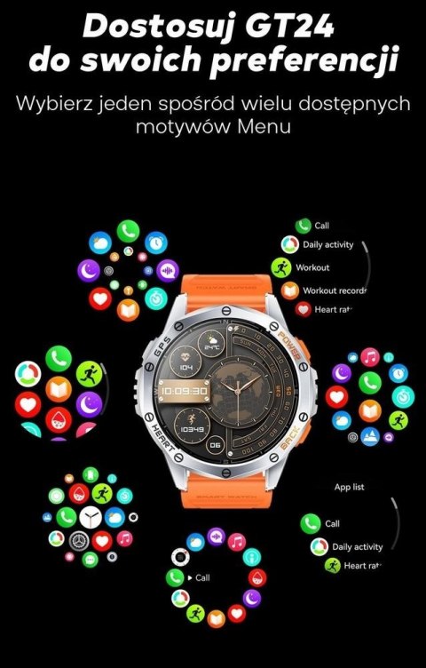 Smartwatch Męski GRAVITY GPS GT24-2 Czarny Pasek Silikonowy + Biały Pasek Silikonowy Smartwatch Męski GRAVITY GPS GT24-2 Czarny Pasek Silikonowy + Biały Pasek Silikonowy