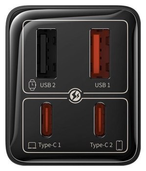 Baseus GaN6 Pro, 2xUSB-C + 2xUSB, 65W (czarna) Baseus GaN6 Pro, 2xUSB-C + 2xUSB, 65W (czarna)
