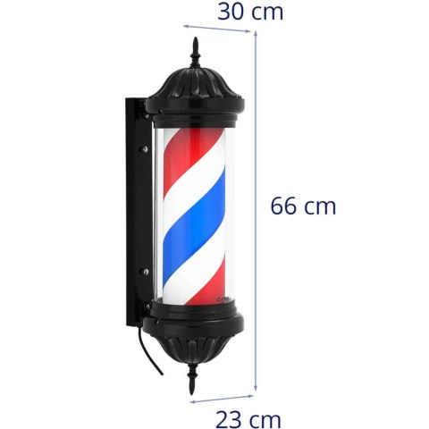 Słupek szyld fryzjerski barberski barber pole obrotowy podświetlany 38 cm - czarny Słupek szyld fryzjerski barberski barber pole obrotowy podświetlany 38 cm - czarny