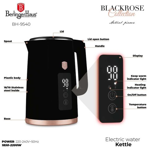CZAJNIK ELEKTRYCZNY 1,7L + TOSTER CYFROWY BERLINGER HAUS BH-9540 BLACK ROSE CZAJNIK ELEKTRYCZNY 1,7L + TOSTER CYFROWY BERLINGER HAUS BH-9540 BLACK ROSE