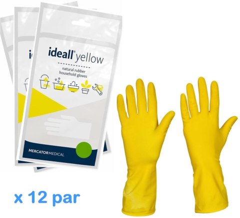 Rękawice Gospodarcze Lateksowe / Żółte / Ideall Yellow - 12 par (L 8-9) Rękawice Gospodarcze Lateksowe / Żółte / Ideall Yellow - 12 par (L 8-9)