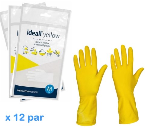 Rękawice Gospodarcze Lateksowe / Żółte / Ideall Yellow - 12 par (M 7-8) Rękawice Gospodarcze Lateksowe / Żółte / Ideall Yellow - 12 par (M 7-8)