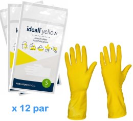 Rękawice Gospodarcze Lateksowe / Żółte / Ideall Yellow - 12 par (S 6-7)