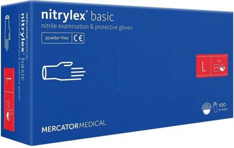 Rękawice Nitrylowe 100 sztuk / Niebieskie / Nitrylex Basic Dark Blue (L 8-9) Rękawice Nitrylowe 100 sztuk / Niebieskie / Nitrylex Basic Dark Blue (L 8-9)