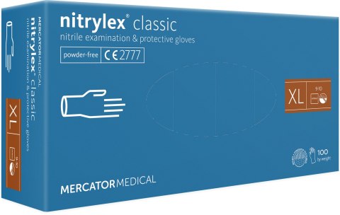 Rękawice Nitrylowe 100 sztuk / Niebieskie / Nitrylex Classic Blue (S 6-7) Rękawice Nitrylowe 100 sztuk / Niebieskie / Nitrylex Classic Blue (S 6-7)