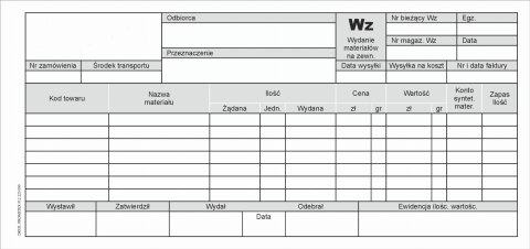 WZ - Wydanie Na Zewnątrz 1/3 A4 - 10 szt. WZ - Wydanie Na Zewnątrz 1/3 A4 - 10 szt.