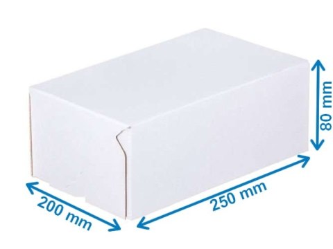 Karton Fasonowy 250x200x80mm BIAŁY-BRĄZOWY 3W E 350g/m2 - 200 sztuk Karton Fasonowy 250x200x80mm BIAŁY-BRĄZOWY 3W E 350g/m2 - 200 sztuk