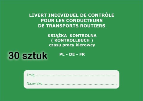 Książka czasu pracy kierowcy PL - DE - FR - 30 sztuk Książka czasu pracy kierowcy PL - DE - FR - 30 sztuk