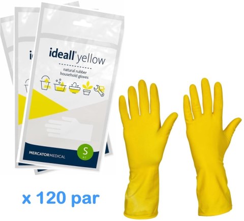Rękawice Gospodarcze Lateksowe / Żółte / Ideall Yellow - 120 par (S 6-7) Rękawice Gospodarcze Lateksowe / Żółte / Ideall Yellow - 120 par (S 6-7)