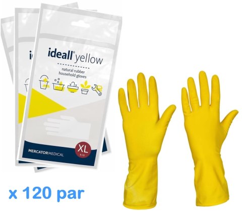 Rękawice Gospodarcze Lateksowe / Żółte / Ideall Yellow - 120 par (S 6-7) Rękawice Gospodarcze Lateksowe / Żółte / Ideall Yellow - 120 par (S 6-7)