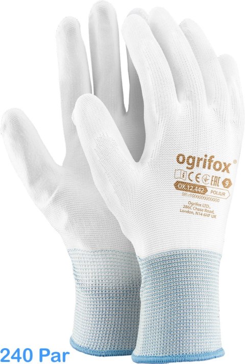 Rękawice robocze / Białe / OX-POLIUR_WW - 240 par (9 - L) Rękawice robocze / Białe / OX-POLIUR_WW - 240 par (9 - L)