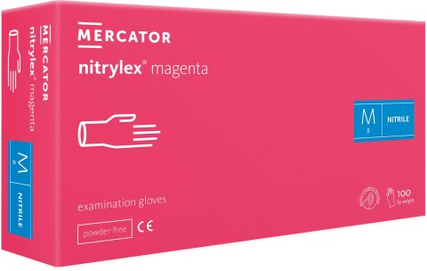 Rękawice Nitrylowe 100 szt. Nitrylex Magenta (M 7-8) Rękawice Nitrylowe 100 szt. Nitrylex Magenta (M 7-8)
