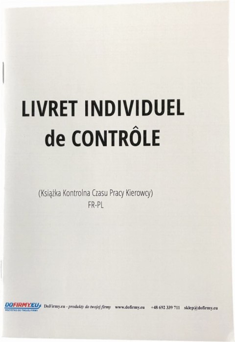 Książka czasu pracy kierowcy FRANCJA - LIVRET INDIVIDUEL DE CONTROLE - 10 szt. Książka czasu pracy kierowcy FRANCJA - LIVRET INDIVIDUEL DE CONTROLE - 10 szt.