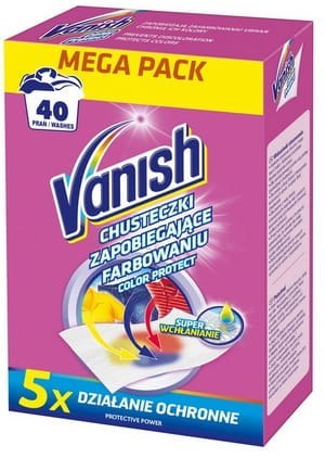 VANISH Color Protect - Chusteczki wyłapujące barwnik, 40 prań VANISH Color Protect - Chusteczki wyłapujące barwnik, 40 prań