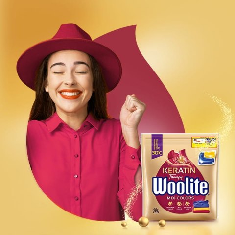 Woolite Żelowe kapsułki do prania z keratyną do kolorów 33 szt Woolite Żelowe kapsułki do prania z keratyną do kolorów 33 szt