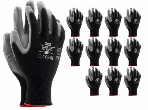 Rękawice robocze / czarno-szare / RTEPO_BS - 12 szt. (10 - XL) Rękawice robocze / czarno-szare / RTEPO_BS - 12 szt. (10 - XL)