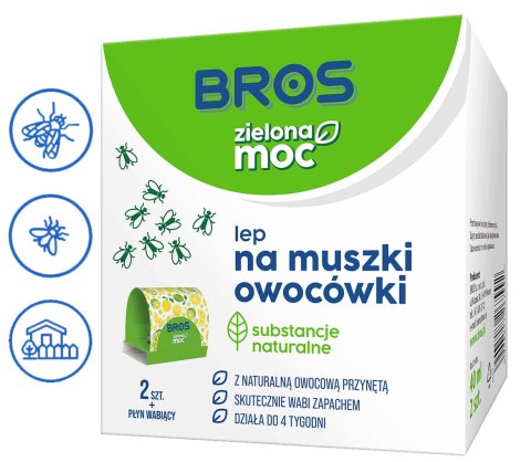BROS - Zielona Moc lep na muszki owocówki 2 szt. BROS - Zielona Moc lep na muszki owocówki 2 szt.