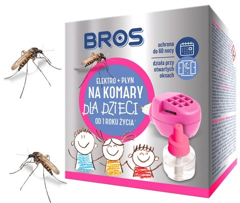 BROS - elektro + płyn na komary dla dzieci od 1 roku życia - 60 nocy BROS - elektro + płyn na komary dla dzieci od 1 roku życia - 60 nocy