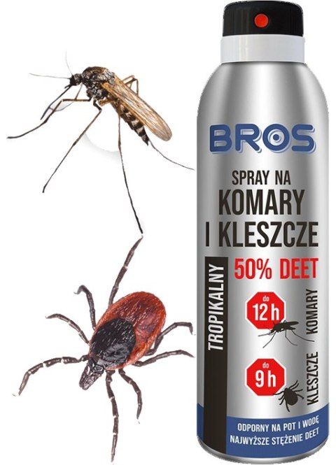 BROS - spray na komary i kleszcze 50% DEET 90ml - 1 szt. BROS - spray na komary i kleszcze 50% DEET 90ml - 1 szt.