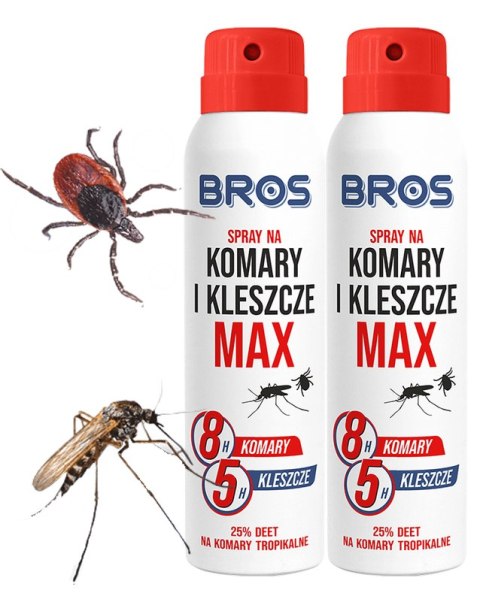 BROS - spray na komary i kleszcze MAX 90ml - 2 szt. BROS - spray na komary i kleszcze MAX 90ml - 2 szt.