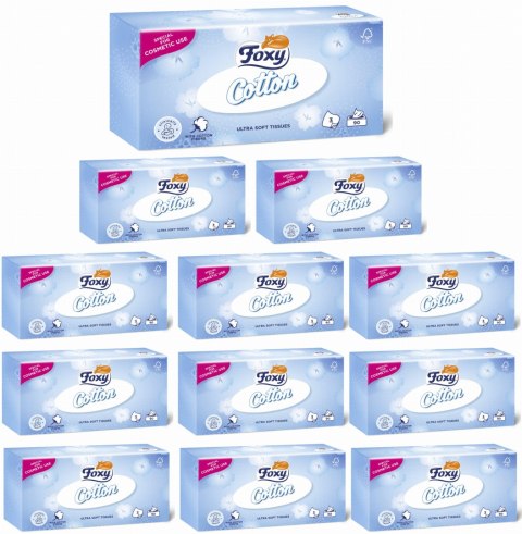 Chusteczki Higieniczne FOXY COTTON Box 90 szt. - 12 op. Chusteczki Higieniczne FOXY COTTON Box 90 szt. - 12 op.