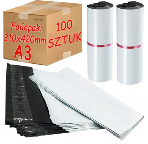 Foliopaki Kurierskie Białe A3 310x420mm - 100 szt. Foliopaki Kurierskie Białe A3 310x420mm - 100 szt.