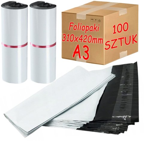 Foliopaki Kurierskie Białe A3 310x420mm - 100 szt. Foliopaki Kurierskie Białe A3 310x420mm - 100 szt.