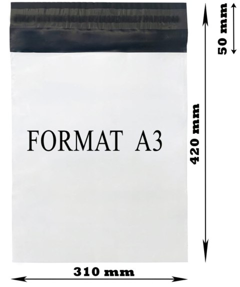 Foliopaki Kurierskie Białe A3 310x420mm - 100 szt. Foliopaki Kurierskie Białe A3 310x420mm - 100 szt.