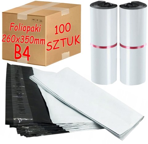Foliopaki Kurierskie Białe B4 260x350mm - 100 szt. Foliopaki Kurierskie Białe B4 260x350mm - 100 szt.
