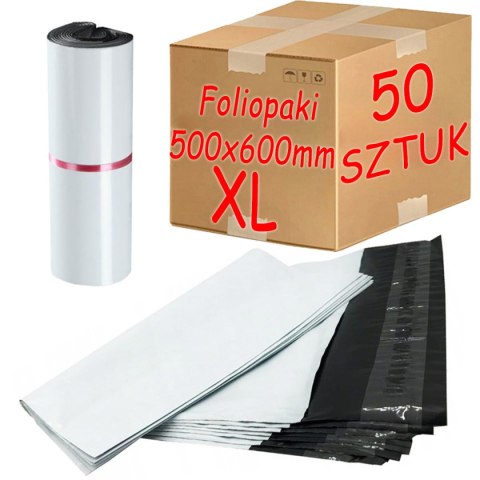 Foliopaki Kurierskie Białe XL 500x600mm - 50 szt. Foliopaki Kurierskie Białe XL 500x600mm - 50 szt.