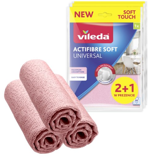 Ściereczka Vileda ACTIFIBRE Soft Universal zestaw 2+1 Ściereczka Vileda ACTIFIBRE Soft Universal zestaw 2+1