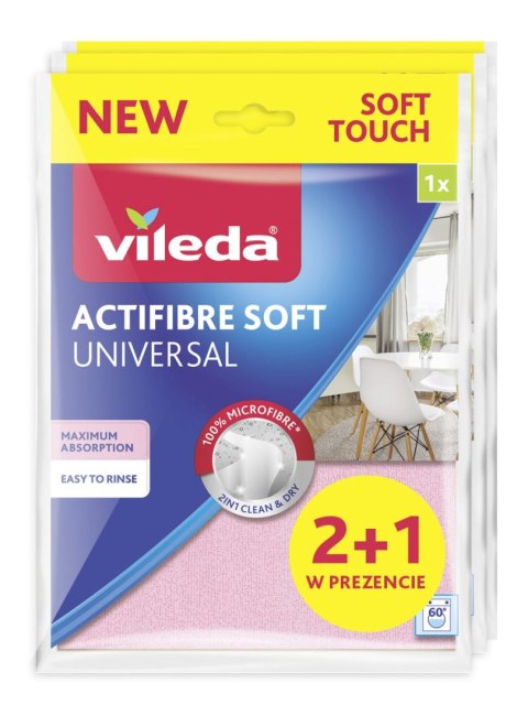 Ściereczka Vileda ACTIFIBRE Soft Universal zestaw 2+1 Ściereczka Vileda ACTIFIBRE Soft Universal zestaw 2+1