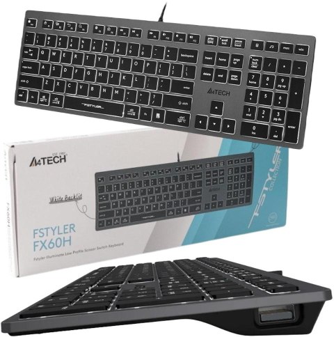 Klawiatura przewodowa A4tech FStyler FX60H White Backlit Klawiatura przewodowa A4tech FStyler FX60H White Backlit